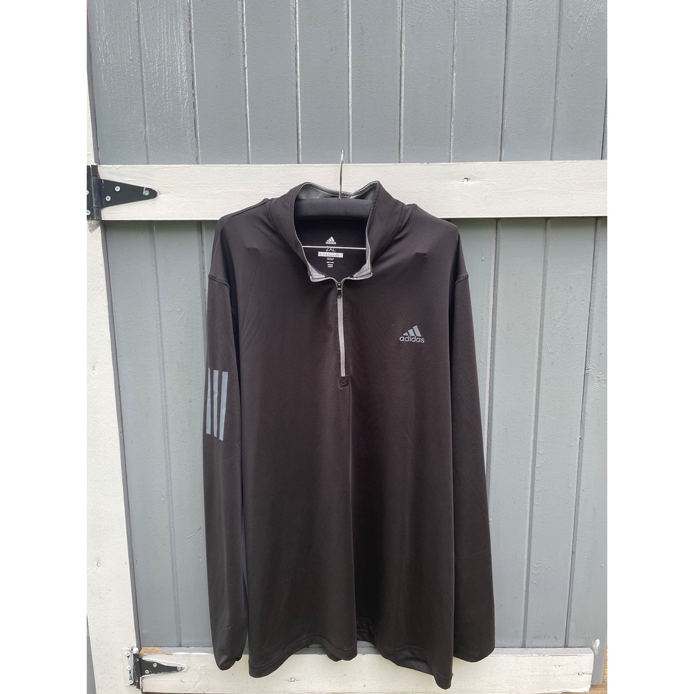 Adidas Golf Mens 2XL Quarter Zip Pullover Black Grey Performance